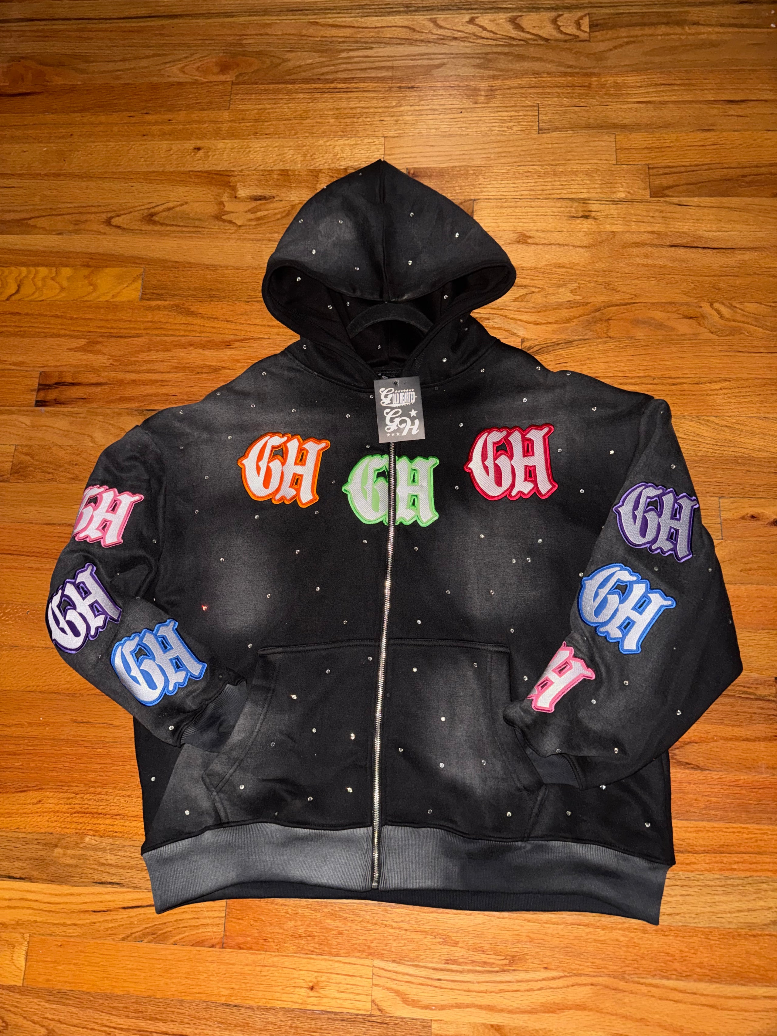 Gold Hearted clothing zip up